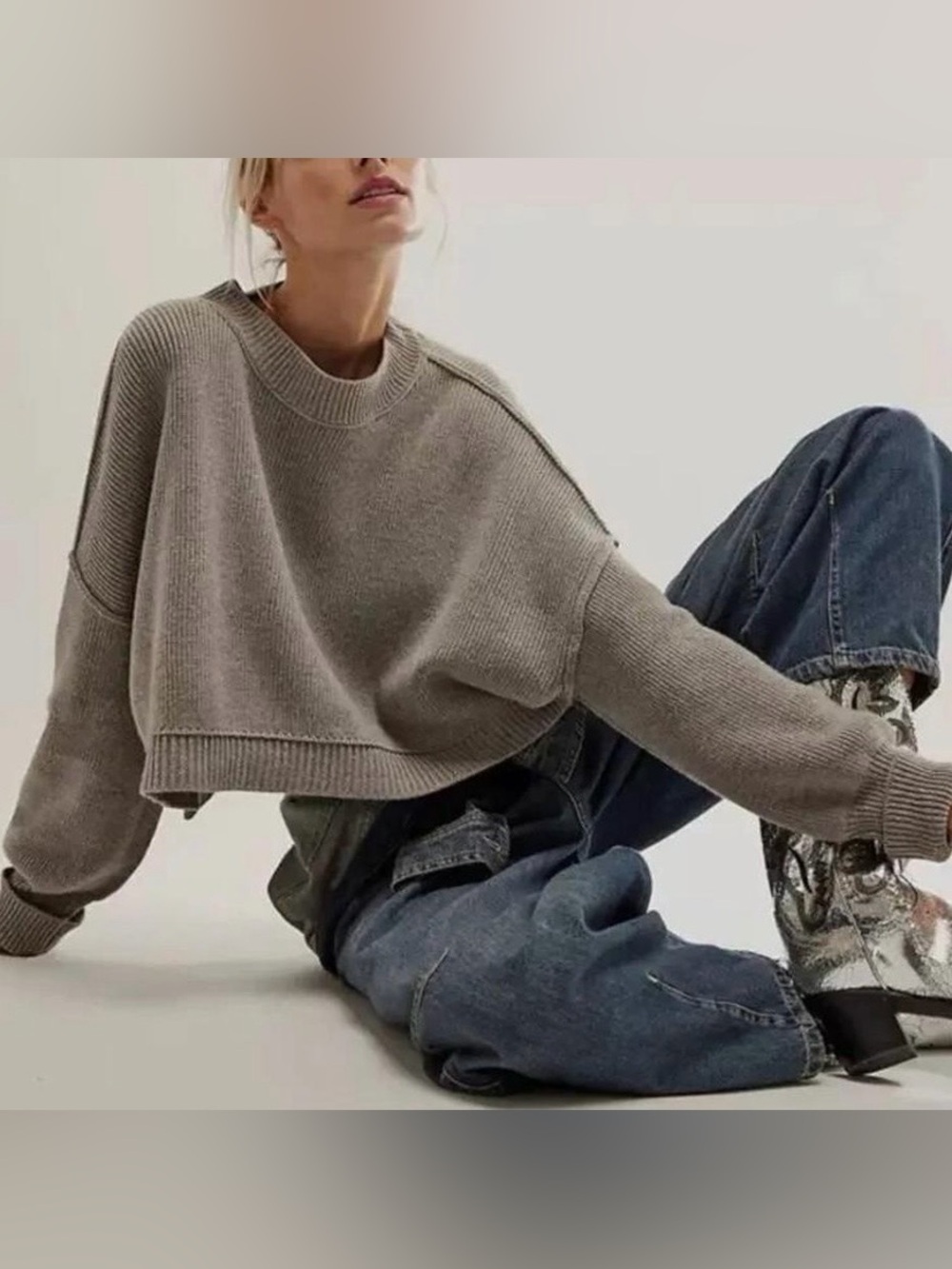 FREE PEOPLE EASY STREET CROPPED PULLOVER SWEATER